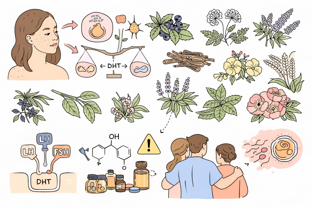 Травы, понижающие андрогены: могут ли растения помочь при бесплодии?