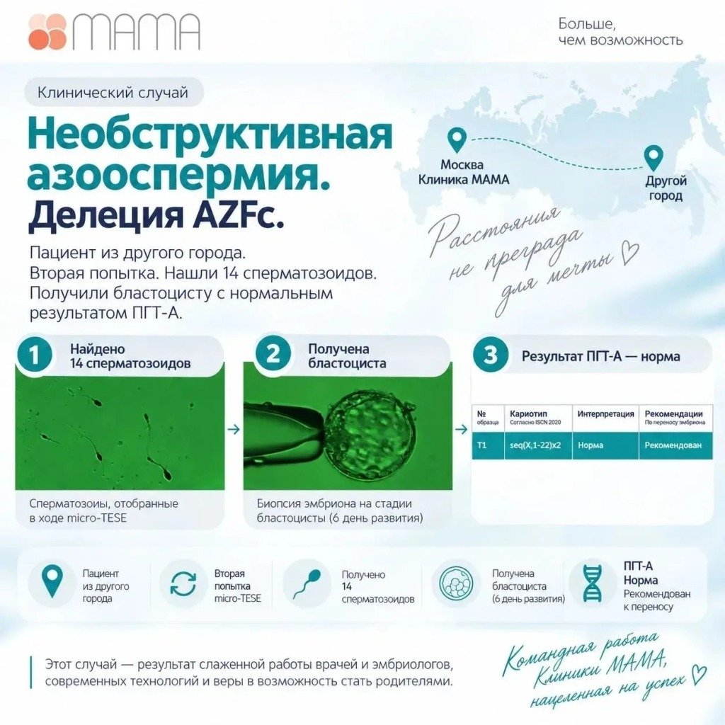 Необструктивная азооспермия. Делеция AZFc.